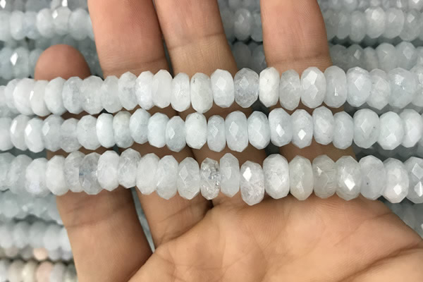 CRB3009 15.5 inches 6*9mm faceted rondelle aquamarine beads