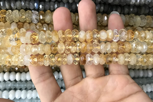CRB3012 15.5 inches 5*8mm faceted rondelle citrine beads