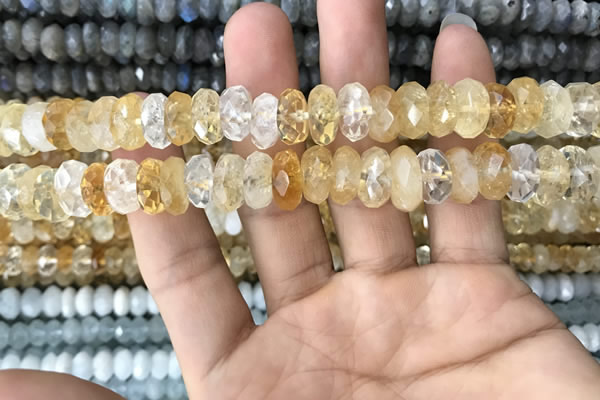 CRB3014 15.5 inches 6*12mm faceted rondelle citrine beads