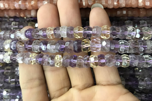 CRB3019 15.5 inches 6*8mm faceted rondelle ametrine beads
