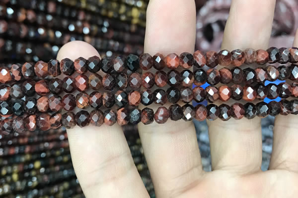 CRB3042 15.5 inches 4*6mm faceted rondelle red tiger eye beads