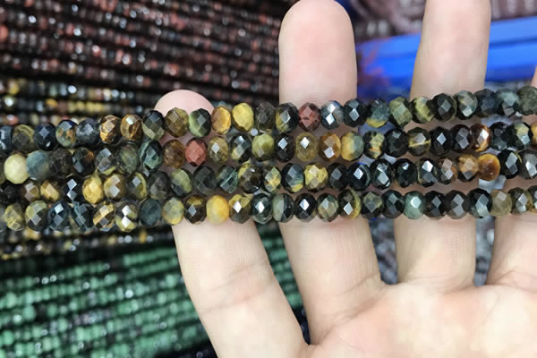 CRB3046 15.5 inches 4*6mm faceted rondelle mixed tiger eye beads