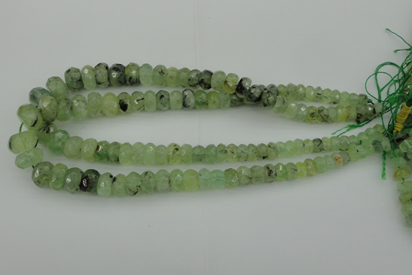 CRB305 5*8mm - 10*14mm faceted rondelle green rutilated quartz beads