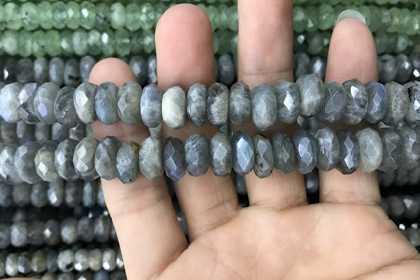 CRB3051 15.5 inches 6*12mm faceted rondelle labradorite beads