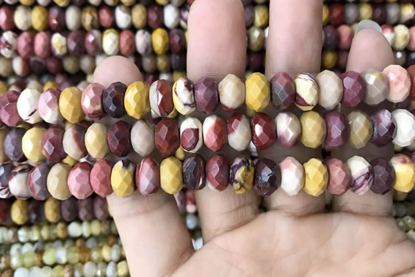 CRB3055 15.5 inches 6*10mm faceted rondelle mookaite beads