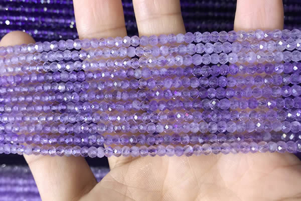 CRB3102 15.5 inches 2*3mm faceted rondelle tiny light amethyst beads