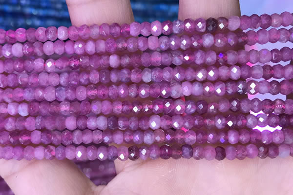 CRB3160 15.5 inches 2.5*4mm faceted rondelle tiny pink tourmaline beads