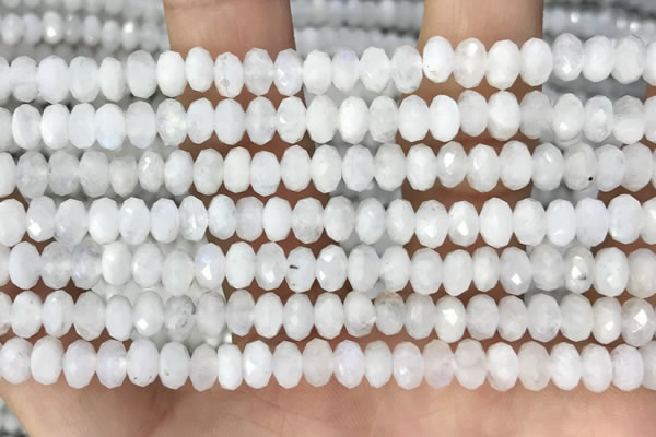 CRB3210 15.5 inches 3.5*6mm faceted rondelle white moonstone beads