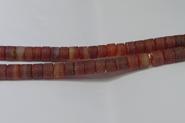 CRB325 15.5 inches 8*12mm tyre matte red agate gemstone beads