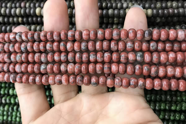 CRB4055 15.5 inches 4*6mm rondelle red sesame jasper beads wholesale