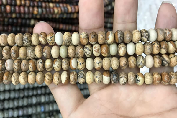CRB4073 15.5 inches 5*8mm rondelle picture jasper beads wholesale