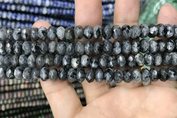 CRB4121 15.5 inches 5*8mm faceted rondelle black labradorite beads