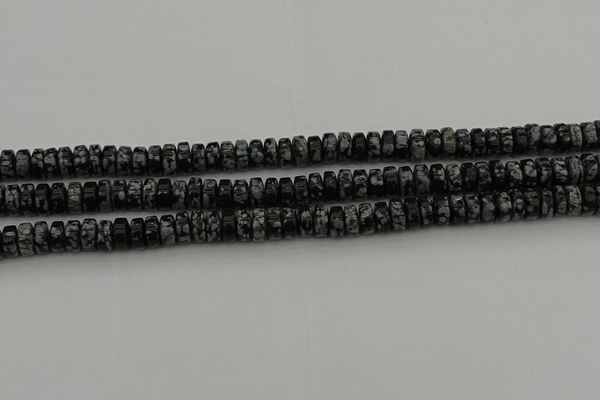 CRB431 15.5 inches 5*8mm rondelle snowflake obsidian beads