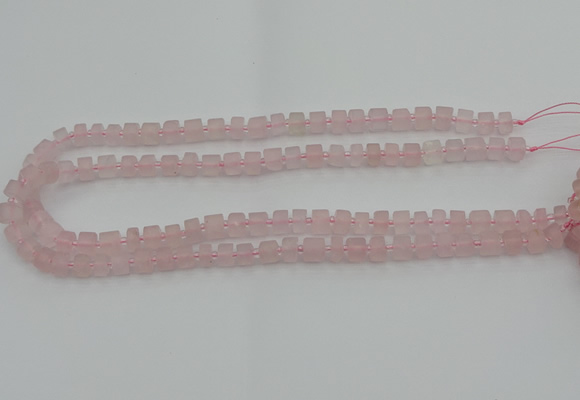 CRB450 15.5 inche 5*8mm tyre matte rose quartz gemstone beads