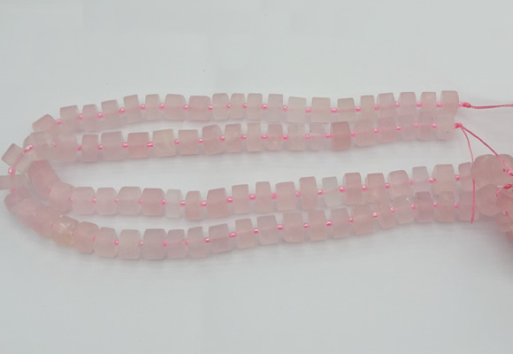 CRB452 15.5 inche 7*11mm tyre matte rose quartz gemstone beads