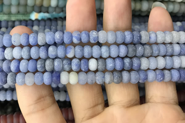 CRB5005 15.5 inches 4*6mm rondelle matte blue aventurine beads