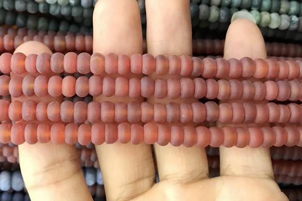 CRB5017 15.5 inches 4*6mm rondelle matte red agate beads wholesale
