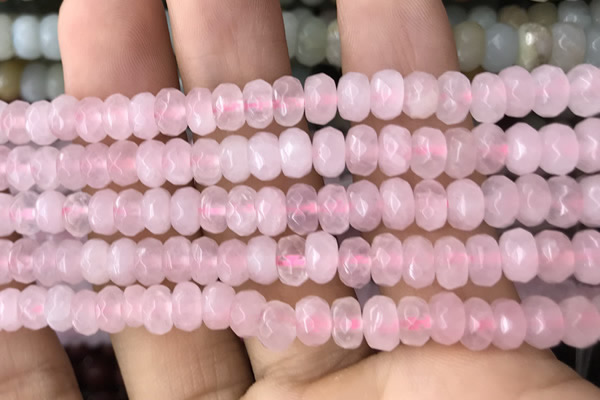 CRB5100 15.5 inches 4*6mm faceted rondelle rose quartz beads
