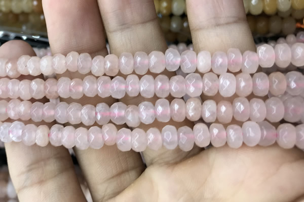CRB5101 15.5 inches 4*6mm faceted rondelle rose quartz beads