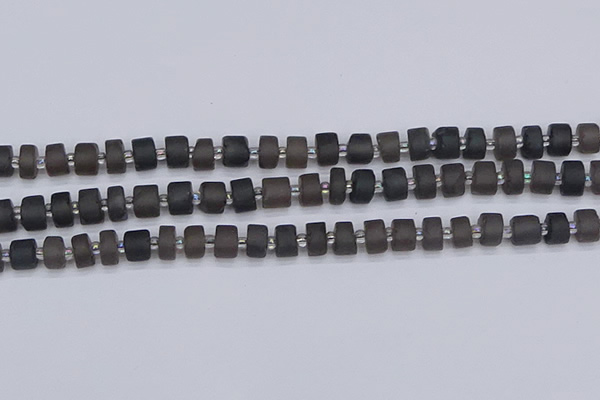 CRB512 15.5 inches 5*8mm tyre matte ice black obsidian beads