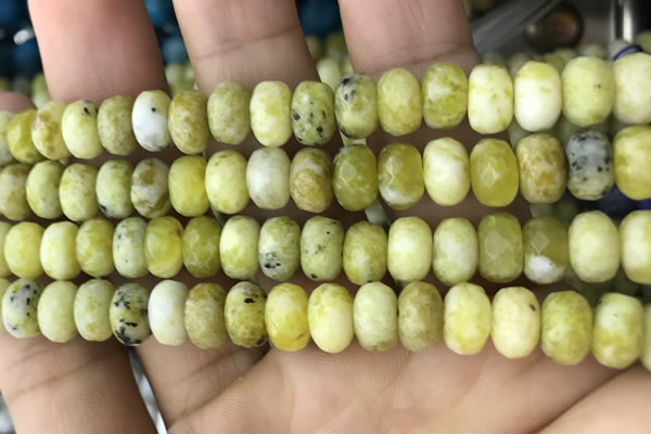 CRB5165 15.5 inches 5*8mm faceted rondelle yellow pine turquoise beads