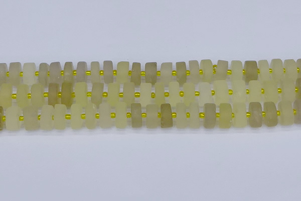 CRB520 15.5 inches 6*12mm tyre matte lemon quartz beads