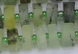CRB527 15.5 inches 7*14mm tyre matte green rutilated quartz beads