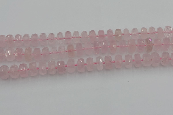CRB557 15.5 inches 6*10mm faceted rondelle rose quartz beads