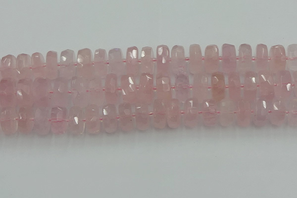 CRB560 15.5 inches 8*16mm faceted rondelle rose quartz beads