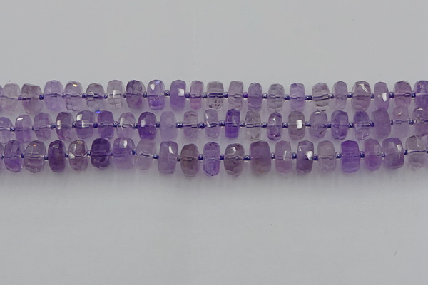 CRB565 15.5 inches 6*10mm faceted rondelle amethyst beads