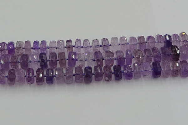 CRB567 15.5 inches 8*14mm faceted rondelle amethyst beads