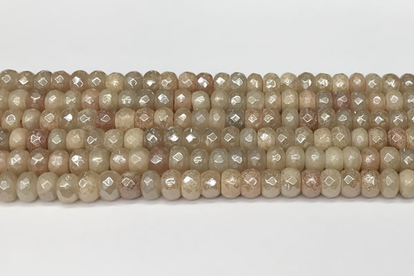 CRB5702 15 inches 5*8mm faceted rondelle AB-color pink aventurine beads