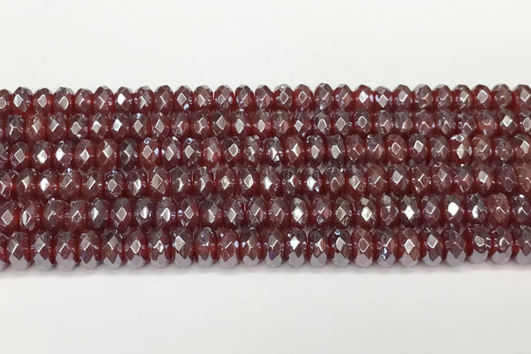 CRB5709 15 inches 5*8mm faceted rondelle AB-color red agate beads