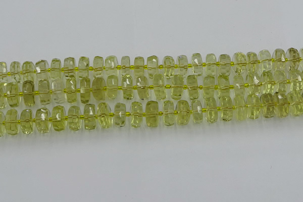 CRB574 15.5 inches 7*12mm faceted rondelle lemon quartz beads