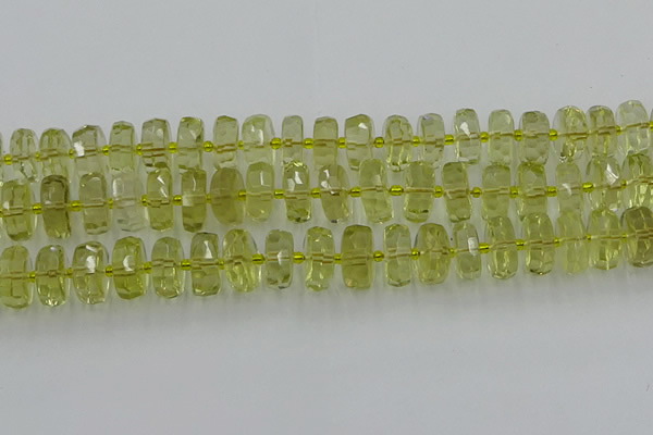 CRB575 15.5 inches 8*14mm faceted rondelle lemon quartz beads