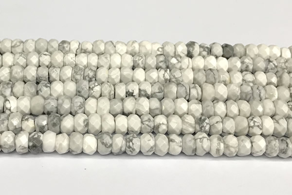 CRB5790 15 inches 4*6mm, 5*8mm faceted rondelle white howlite beads