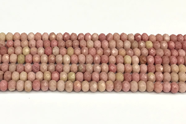 CRB5807 15 inches 4*6mm, 5*8mm faceted rondelle pink wooden jasper beads