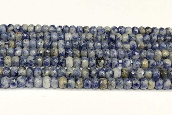 CRB5812 15 inches 4*6mm, 5*8mm faceted rondelle blue spot stone beads