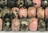 CRB5824 15 inches 4*6mm, 5*8mm, 6*10mm faceted rondelle rhodonite beads