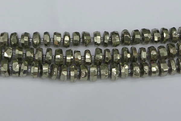 CRB599 15.5 inches 8*14mm faceted rondelle pyrite beads