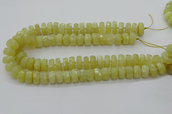 CRB608 15.5 inches 8*16mm faceted rondelle yellow opal beads