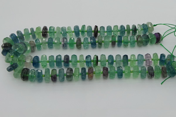 CRB616 15.5 inches 8*14mm faceted rondelle fluorite beads