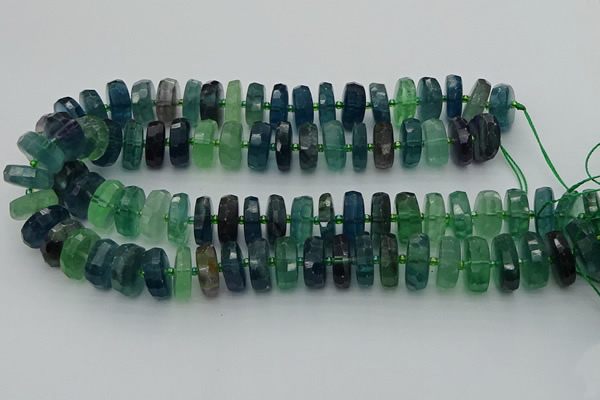 CRB618 15.5 inches 8*18mm faceted rondelle fluorite beads