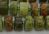 CRB666 15.5 inches 6*12mm tyre green garnet gemstone beads