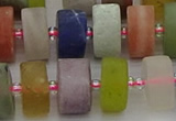 CRB682 15.5 inches 7*14mm tyre matte mixed gemstone beads