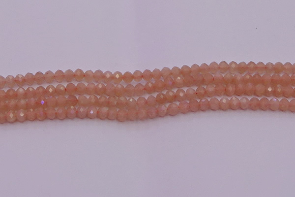 CRB714 15.5 inches 3*4mm faceted rondelle peach moonstone beads
