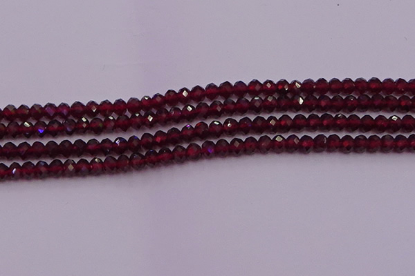 CRB718 15.5 inches 3*4mm faceted rondelle red garnet beads