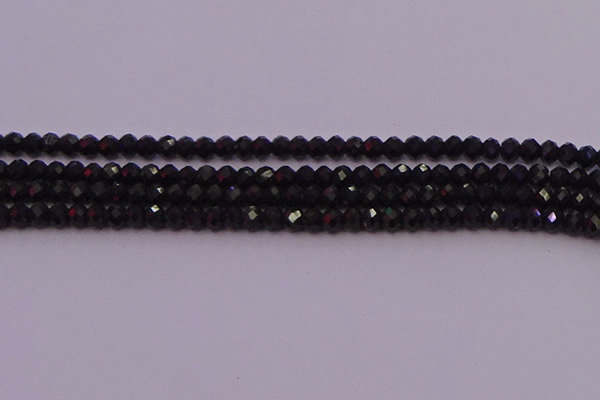 CRB721 15.5 inches 3*4mm faceted rondelle black tourmaline beads