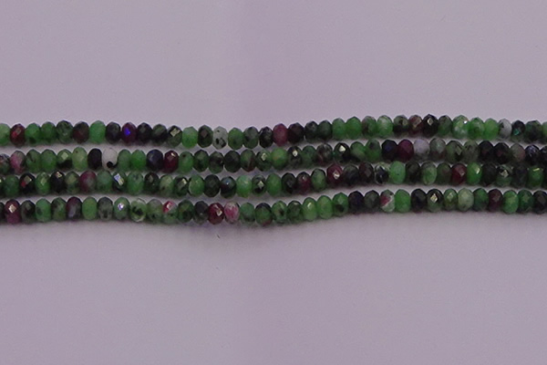 CRB725 15.5 inches 2.5*4mm faceted rondelle ruby zoisite beads