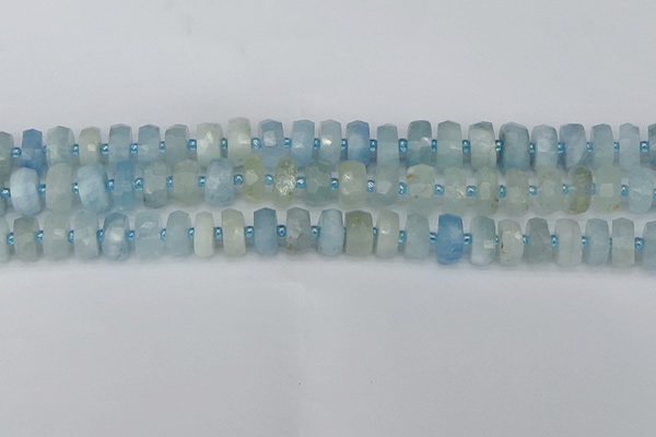 CRB802 15.5 inches 6*10mm faceted rondelle aquamarine beads